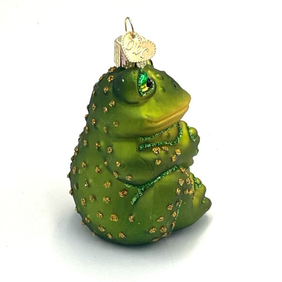 Old World Christmas Blown Glass Ornament Sitting Frog Metallic Glitter 3.5" H - Picture 2 of 6